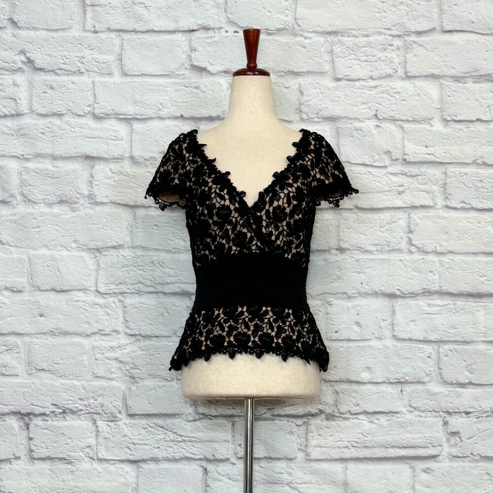 Tadashi Collection Black Floral Lace Top